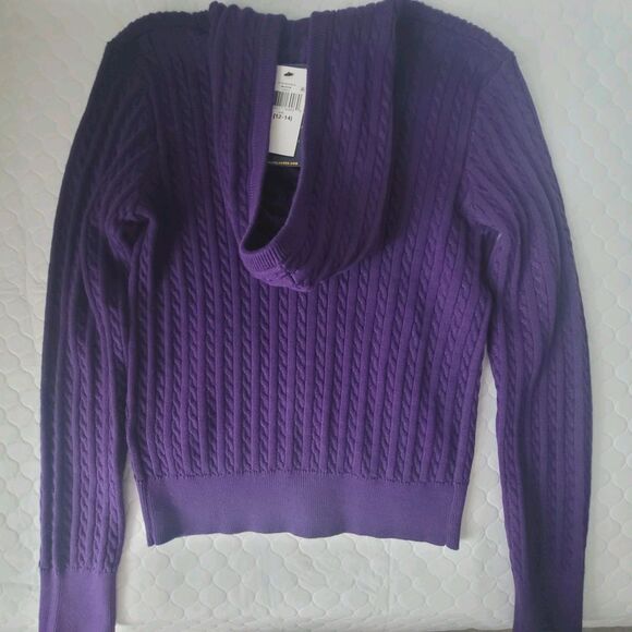 NWT Ralph Lauren Big Girls Cable Cotton Full Zip Hoodie Purple Size 12/14 Large - Picture 12 of 14